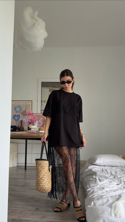 Футболка з мереживним ліфом