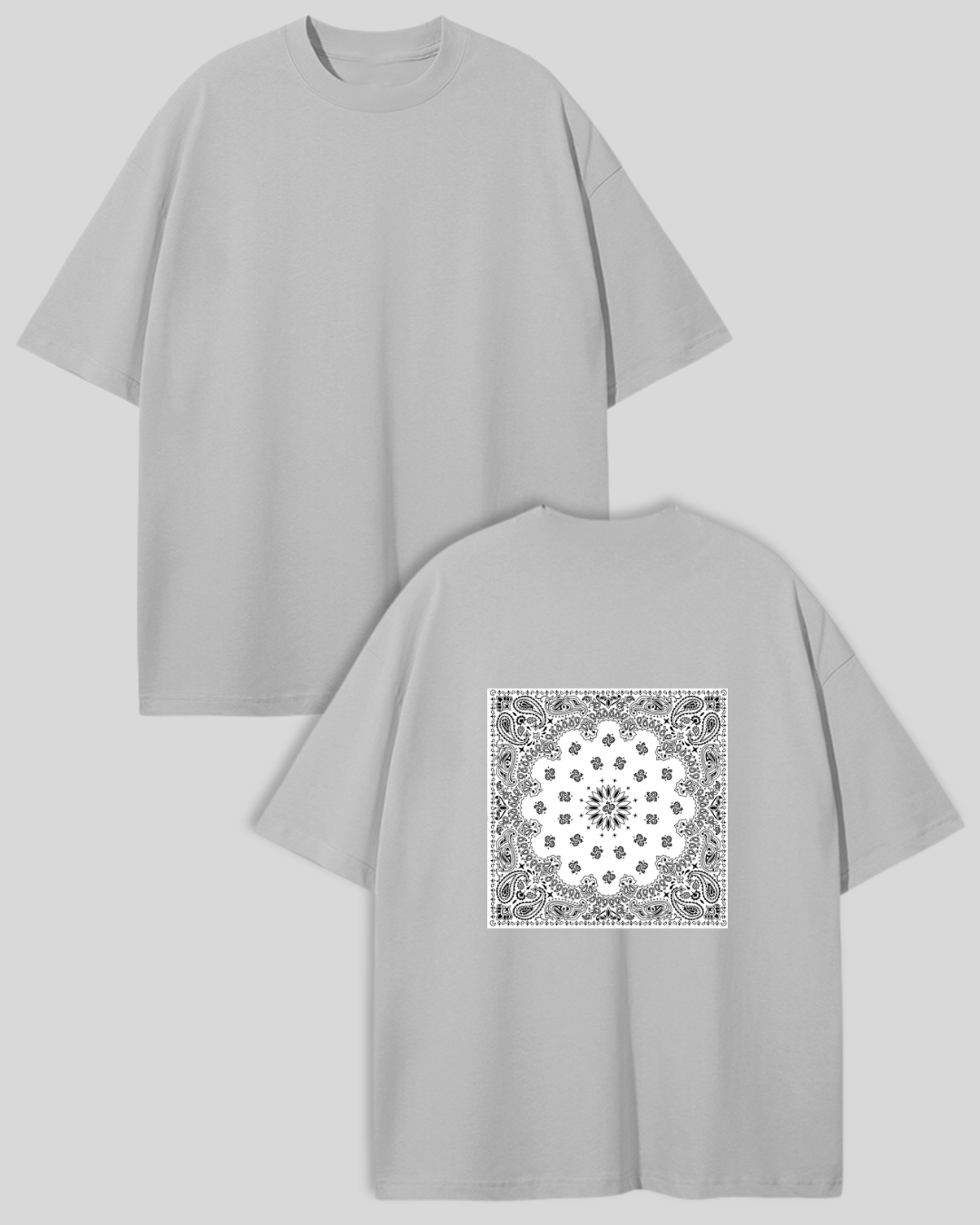 Футболка оверсайз світло-сірий коврик на спині