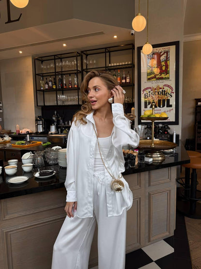 Рубашка сатинова молочна