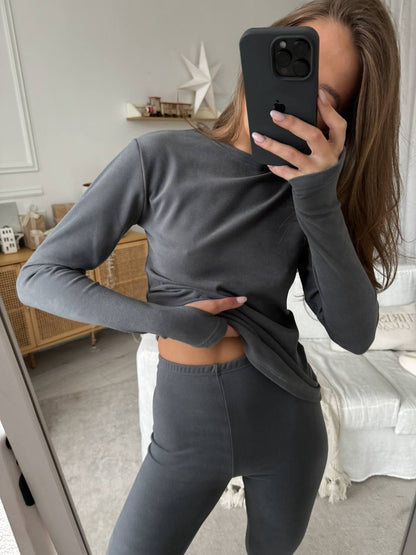 Термолонгслів з мікрофлісу з прорізами для пальчика