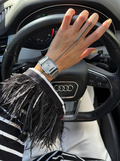 Лонгслів з натуральним страусиним пірʼям